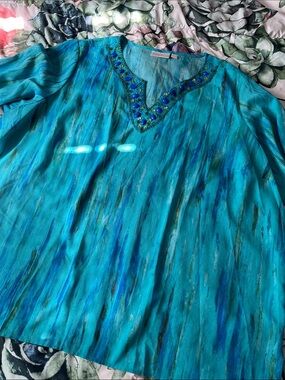 Bella Kim Gravel Embellished Top Blouse Size 3X